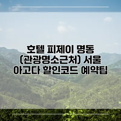 호텔 피제이 명동 (관광명소근처) 서울 아고다 할인코드 예약팁