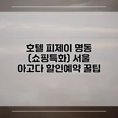 호텔 피제이 명동 (쇼핑특화) 서울 아고다 할인예약 꿀팁